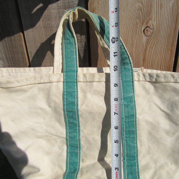 Vintage L.L. Bean Green Boat And Tote Canvas Bag LL Bean Freeport Maine Open Top - Picture 10 of 10